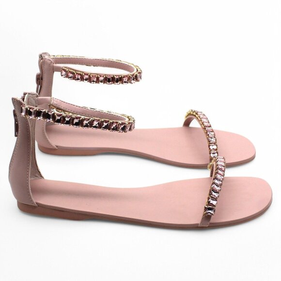 Inc Womens Pink Ankle Strap Embellished the Carmel Round Toe Zip-up Sandals Shoe - Picture 3 of 8